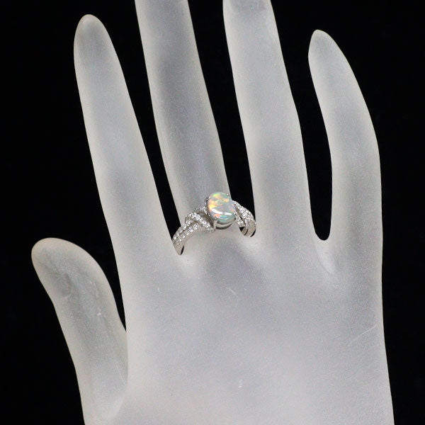 新品 Pt950 オーストラリア産ブラック オパール ダイヤモンド リング 0.960ct D0.35ct 【エスコレ】