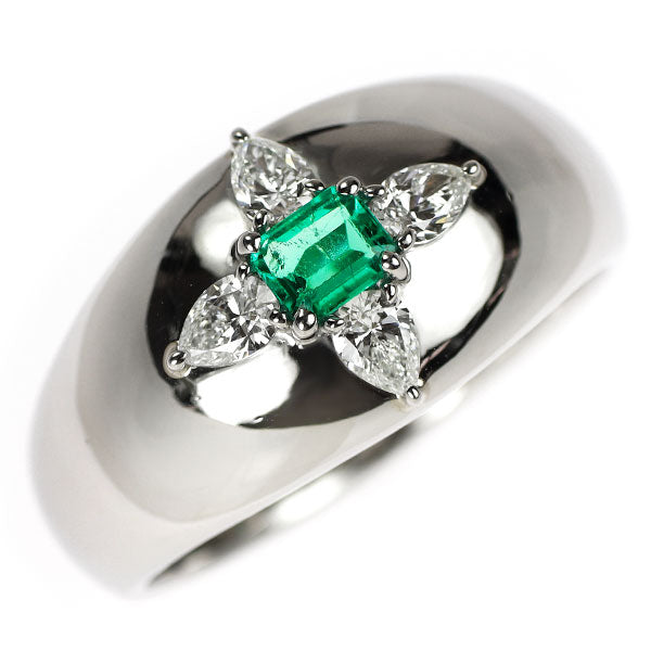 Pt900 エメラルド ダイヤモンド リング 0.31ct D0.57ct