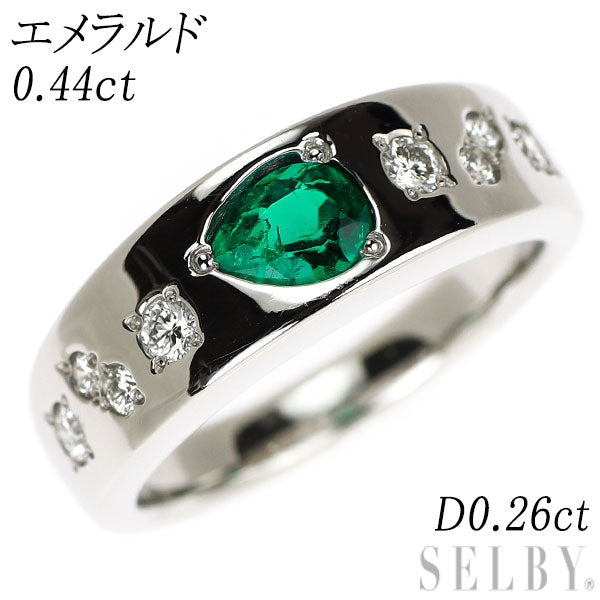 Pt900 エメラルド ダイヤモンド リング 0.44ct D0.26ct