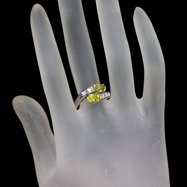 Pt900 カナリー トルマリン ダイヤモンド リング 1.70ct D0.35ct