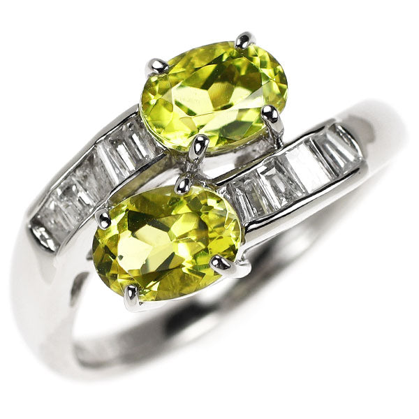 Pt900 カナリー トルマリン ダイヤモンド リング 1.70ct D0.35ct