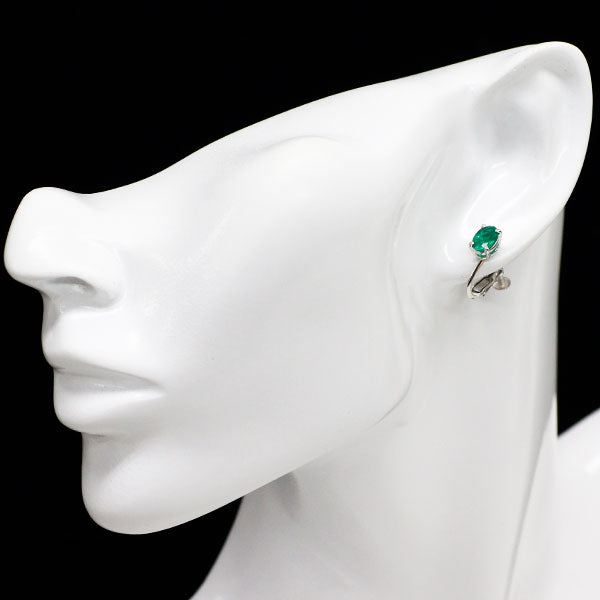 田崎真珠 Pt900 オーバル エメラルド イヤリング 1.19ct