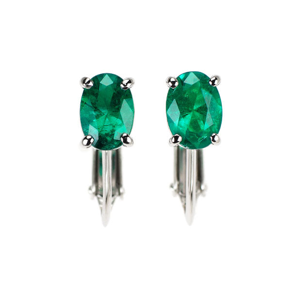 田崎真珠 Pt900 オーバル エメラルド イヤリング 1.19ct