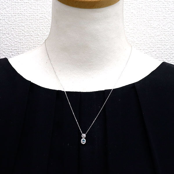 Pt900/ Pt850 パライバ トルマリン ダイヤモンド ペンダントネックレス