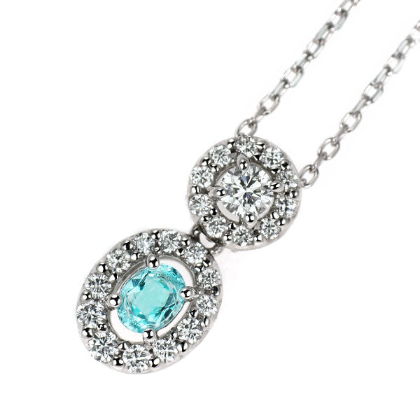 Pt900/ Pt850 パライバ トルマリン ダイヤモンド ペンダントネックレス