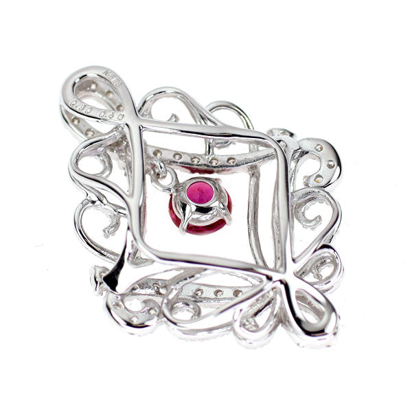 K18WG ピンクサファイア ダイヤモンド ペンダントトップ 0.30ct D0.40ct