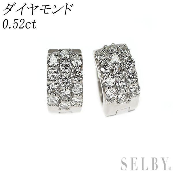 K18WG ダイヤモンド フープ ピアス 0.52ct パヴェ