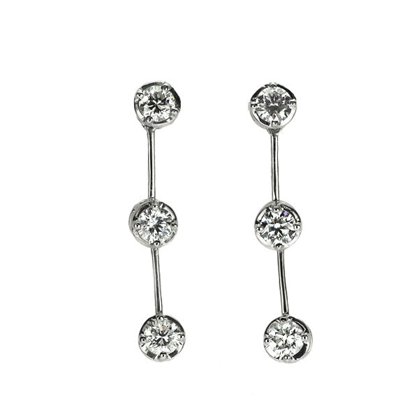 Pt900 ダイヤモンド ピアス 0.60ct スリーストーン