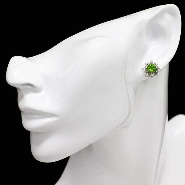 新品 希少 Pt900 ロシア産 デマントイドガーネット ダイヤモンド ピアス 2.40ct D0.763ct【エスコレ】