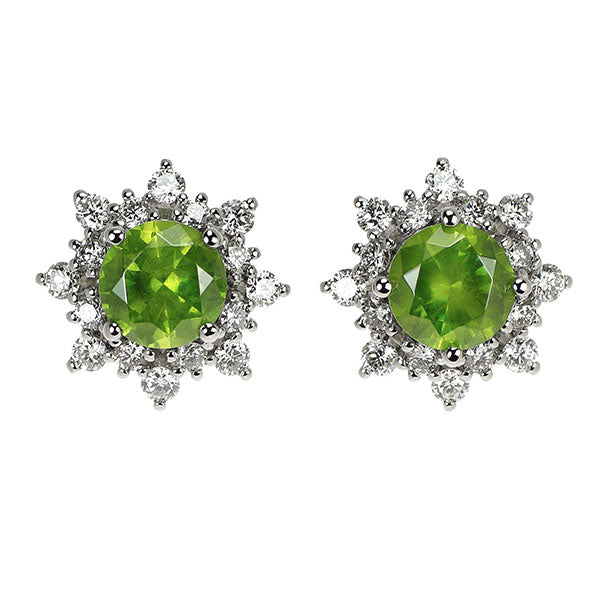 新品 希少 Pt900 ロシア産 デマントイドガーネット ダイヤモンド ピアス 2.40ct D0.763ct【エスコレ】