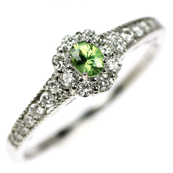 希少 Pt900 デマントイドガーネット ダイヤモンド リング 0.16ct D0.22ct