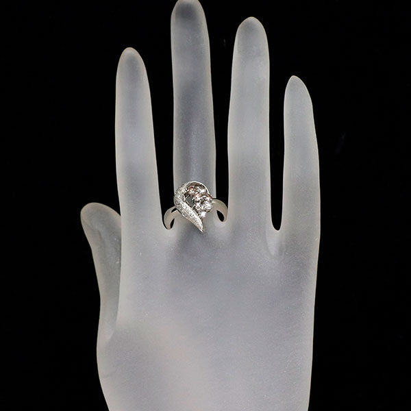 松沢安行 希少 Pt900 天然ピンクブラウン/カラーレス ダイヤモンド リング 0.63ct