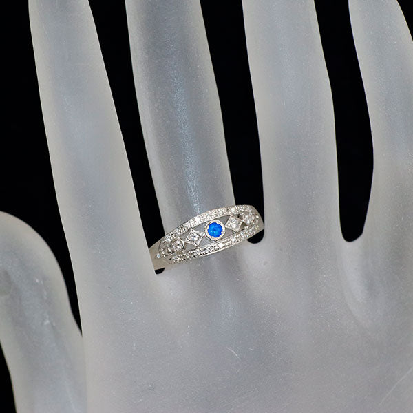 Pt900 アウイナイト ダイヤモンド リング 0.05ct D0.18ct アンティーク  