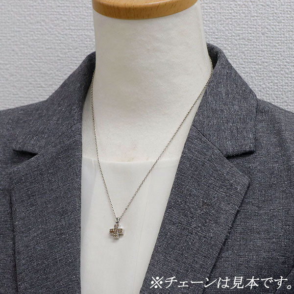 レ・エッセンシャル K18WG ダイヤモンド ペンダントトップ クロス ミステリーセッティング