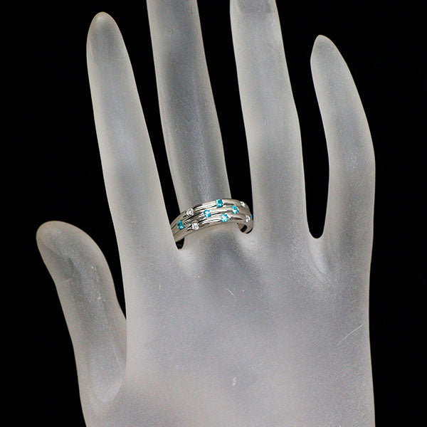 希少 Pt900 パライバ トルマリン ダイヤモンド リング 0.12ct D0.08ct