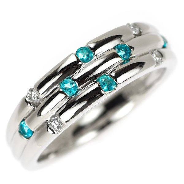 希少 Pt900 パライバ トルマリン ダイヤモンド リング 0.12ct D0.08ct