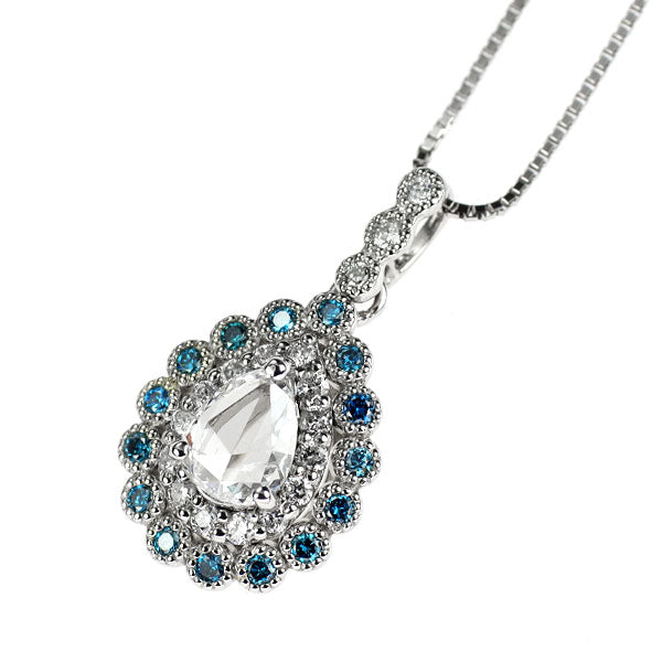 Pt950/ Pt850 ペアシェイプローズカット ダイヤモンド ペンダントネックレス 0.26 D0.21ct