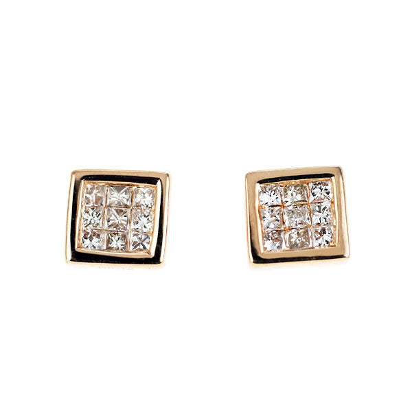 K18PG ダイヤモンド ピアス 0.24ct  ミステリーセッティング