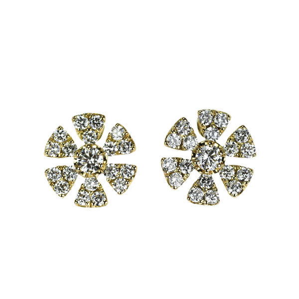 K18YG ダイヤモンド ピアス 0.40ct フラワー