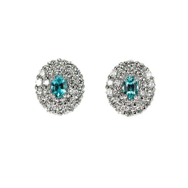 新品 Pt900 ブラジル産 パライバトルマリン ダイヤモンド ピアス 0.14ct D0.36ct【エスコレ】