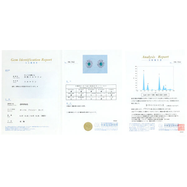 新品 Pt900 ブラジル産 パライバトルマリン ダイヤモンド ピアス 0.14ct D0.36ct【エスコレ】