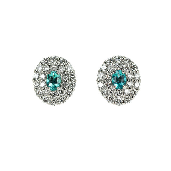 新品 Pt900 ブラジル産 パライバトルマリン ダイヤモンド ピアス 0.14ct D0.36ct【エスコレ】