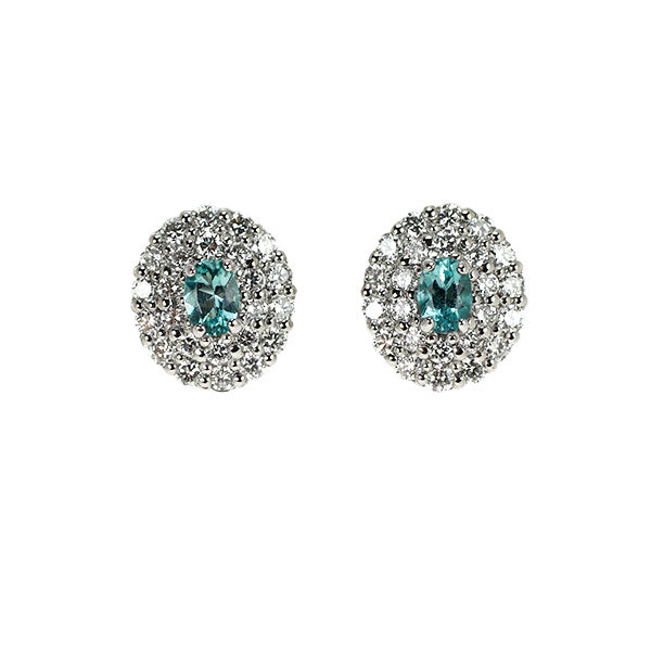 新品 Pt900 ブラジル産 パライバトルマリン ダイヤモンド ピアス 0.14ct D0.36ct【エスコレ】