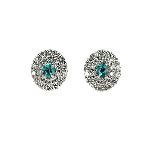 新品 Pt900 ブラジル産 パライバトルマリン ダイヤモンド ピアス 0.14ct D0.36ct【エスコレ】
