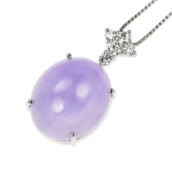 Pt900/ Pt850 ラベンダー 翡翠 ダイヤモンド ペンダントネックレス 7.87ct D0.12ct