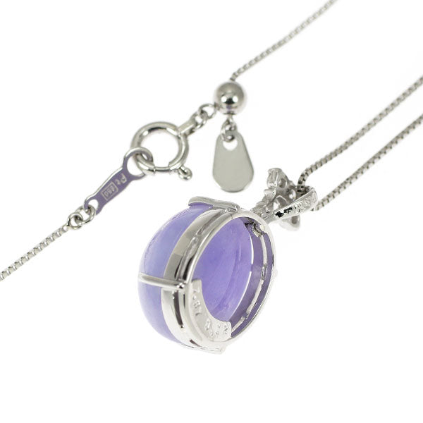 Pt900/ Pt850 ラベンダー 翡翠 ダイヤモンド ペンダントネックレス  