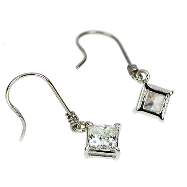 Pt900 プリンセスカット ダイヤモンド ピアス 0.730ct フック