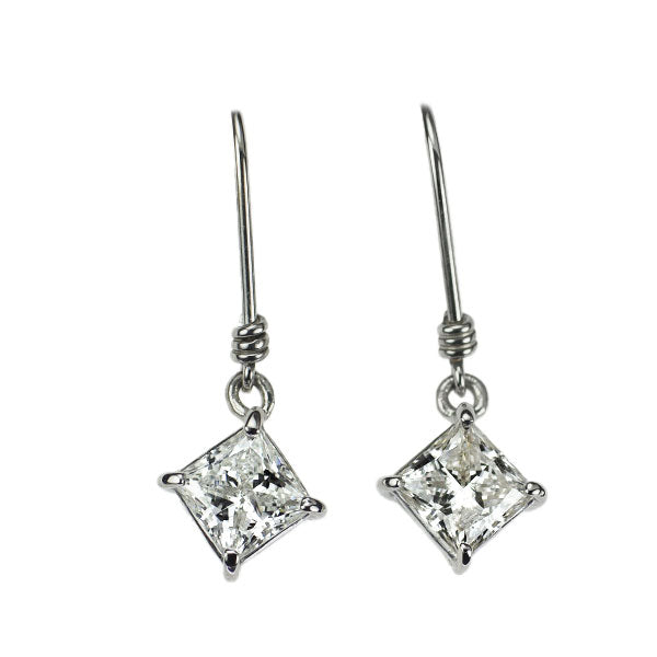 Pt900 プリンセスカット ダイヤモンド ピアス 0.730ct フック