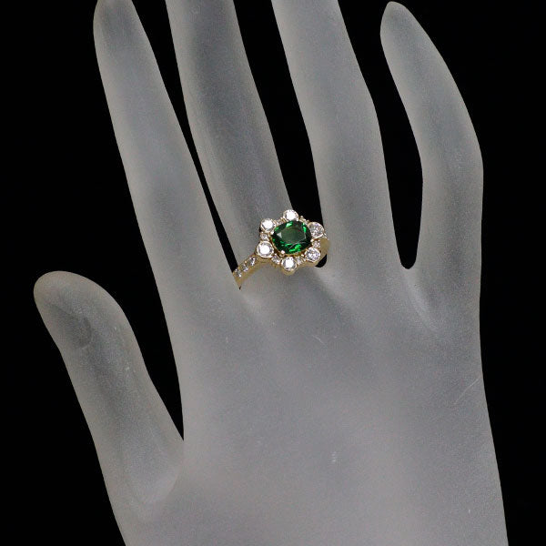 K18YG クロム トルマリン ダイヤモンド リング 0.98ct D0.64ct