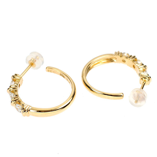 K18YG ダイヤモンド ピアス 0.62ct フープ スリーストーン