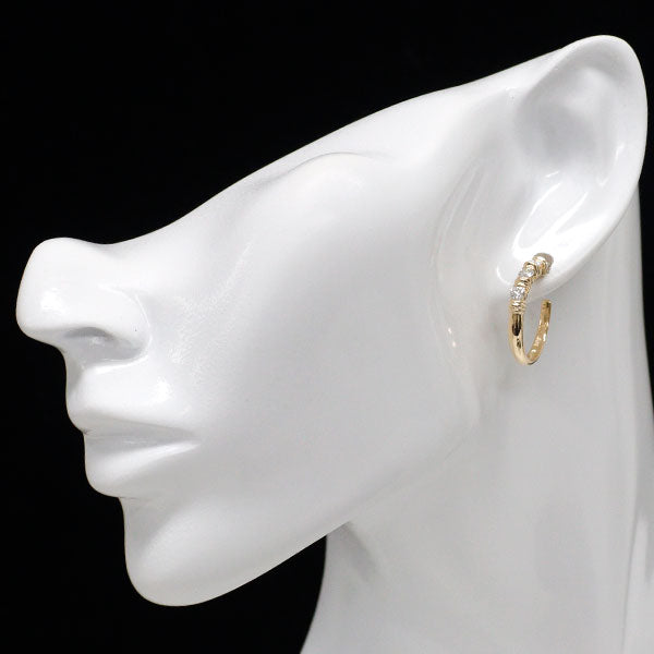 K18YG ダイヤモンド ピアス 0.62ct フープ スリーストーン