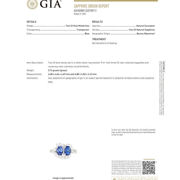 Pt900 ビルマ/ミャンマー産 非加熱 サファイア ダイヤモンド リング 陽刻ヴィンテージ製品 昭和レトロ彫金【ヒスコレ】