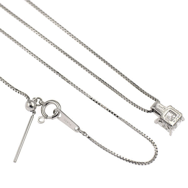 Pt900/Pt850 プリンセスカット ダイヤモンド ペンダントネックレス 0.702ct D VS2 D0.06ct