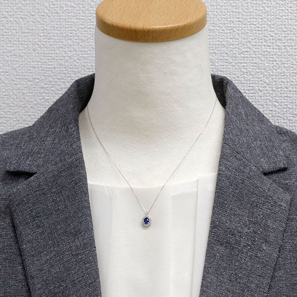 Pt900/ Pt850 サファイア ダイヤモンド ペンダントネックレス 0.43ct D0.22ct