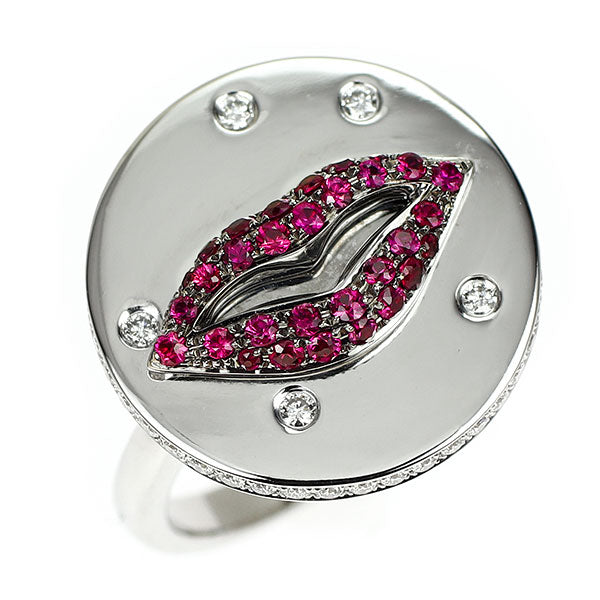 K18WG ルビー ダイヤモンド リング 0.31ct D0.34ct