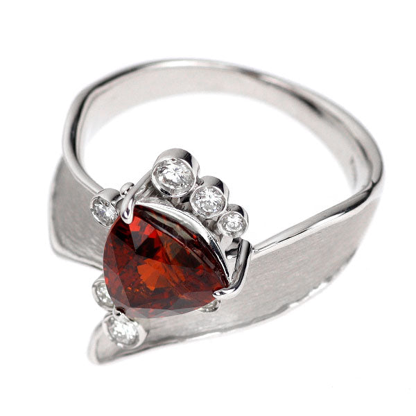 K18WG スペサルティンガーネット ダイヤモンド リング 3.15ct D0.16ct