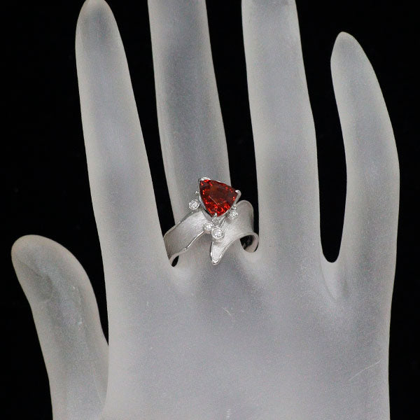 K18WG スペサルティンガーネット ダイヤモンド リング 3.15ct D0.16ct