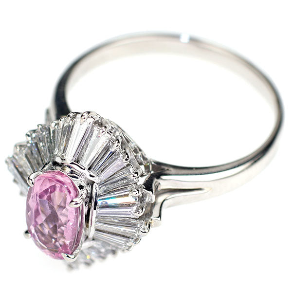 Pt900 ピンクインペリアルトパーズ ダイヤモンド リング 1.25ct D1  