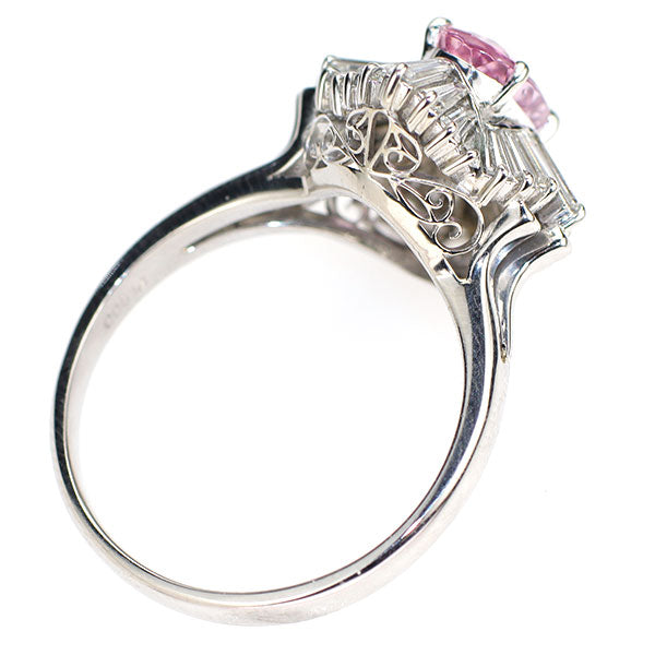 Pt900 ピンクインペリアルトパーズ ダイヤモンド リング 1.25ct D1  