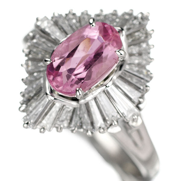 Pt900 ピンクインペリアルトパーズ ダイヤモンド リング 1.25ct D1.06ct