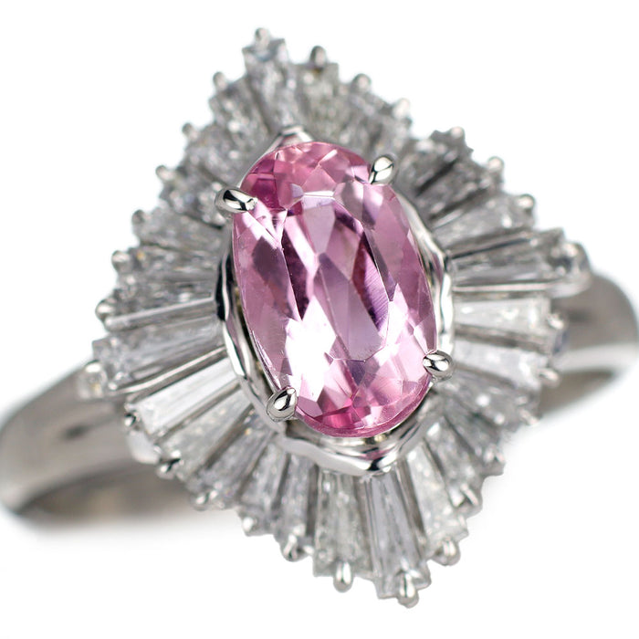 Pt900 ピンクインペリアルトパーズ ダイヤモンド リング 1.25ct D1.06ct