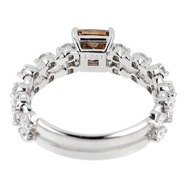 Pt900 天然ブラウンダイヤモンド リング 1.068ct D0.87ct