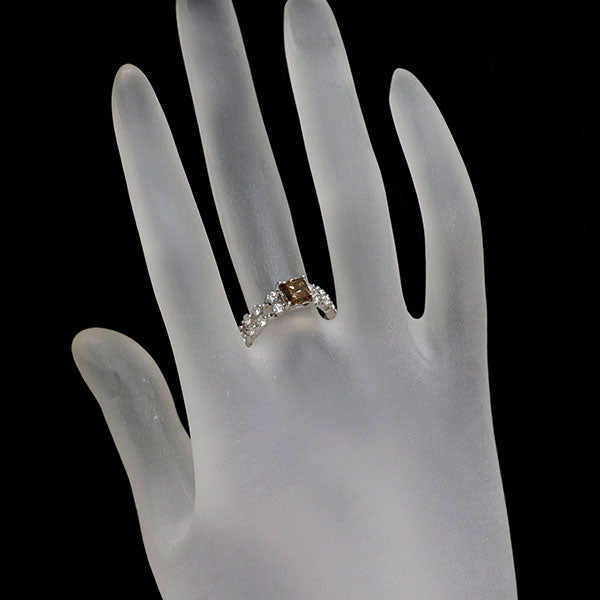 Pt900 天然ブラウンダイヤモンド リング 1.068ct D0.87ct