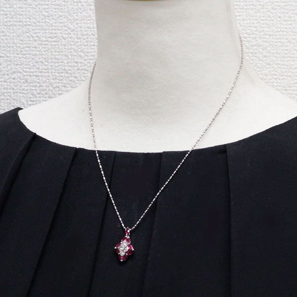 Pt900/Pt850 ダイヤモンド ルビー ペンダントネックレス 0.55ct D1  