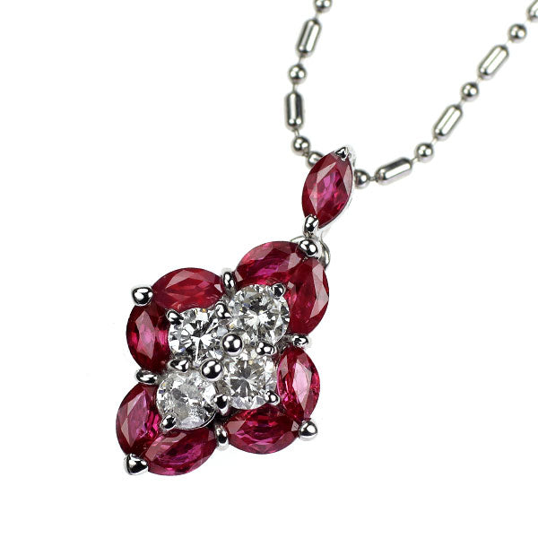 Pt900/Pt850 ダイヤモンド ルビー ペンダントネックレス 0.55ct D1.20ct