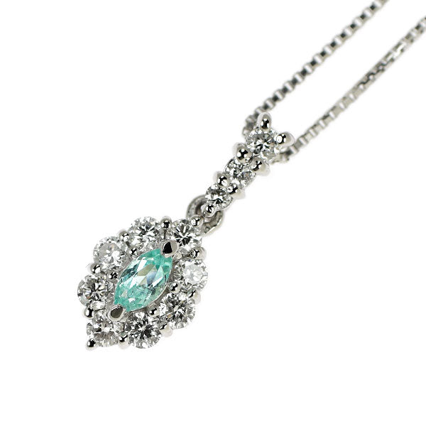 Pt900/ Pt850 パライバトルマリン ダイヤモンド ペンダントネックレス 0.08ct D0.22ct
